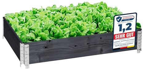 Garronda naturbelassene Hochbeete für Garten Palettenrahmen 120x80x20 cm Hochbeet Holz 1 Stück steckbar stapelbar faltbar für Pflanzen Blumen Kräuter Obst und Gemüse Anthrazit GD-0075