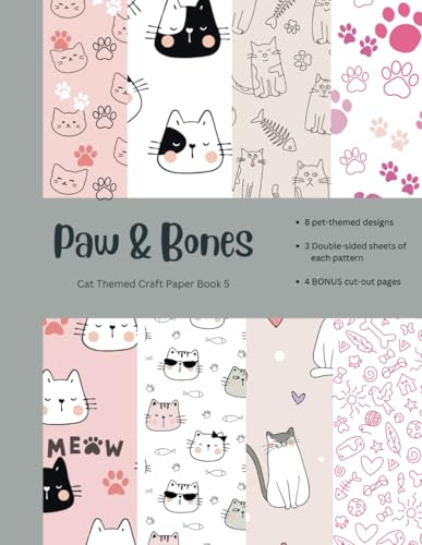 Scrap Happy Cat-Themed Patterned Scrapbook Paper 8 Designs 8.5 x 11 Double Sided Colorful Pet Decorative Craft Paper for DIY Card Making Photo Album Junk Journals