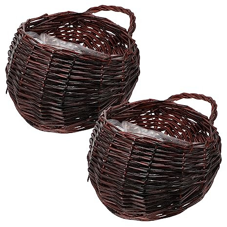Yardenfun 2piezas Cesta Colgante De Ratán para Macetas Tejida para Pared del Hogar Cesta Colgante para Flores Color Marrón Oscuro Decoración De Pared