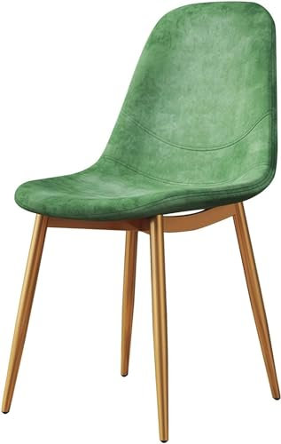 Esszimmerstühle aus Samt, skandinavischer Loungesessel für die Küchentheke, Eckstuhl für Wohnzimmer, Schalenstuhl mit Metallbeinen und Rückenlehne (Farbe: Grün)