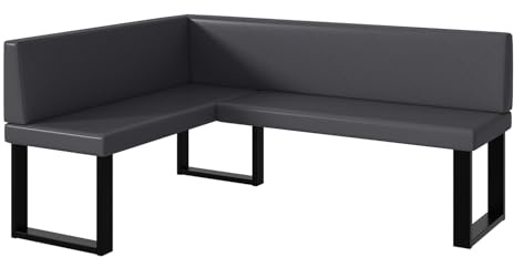MEBLINI Eckbank für Esszimmer - Küchenbank - Essecke - Sitzecke Küche - ERIC - U-Beine 128x168x87cm Links - Grau Kunstleder