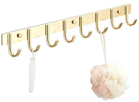 XUQQU Schwerlast Wand Garderobenhaken, Kleiderhaken im modernen Stil, Anti-Rost-Multifunktions-Wandhakenleiste aus Aluminiumlegierung, geeignet für Eingangsbereich, Flur(Gold,60cm/23.6in)