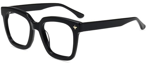 Firmoo Übergroße Blaulichtfilter Brille Damen Herren Quadratische Rahmen | Acetat Gegen Kopfschmerzen Entspiegelt Anti-Glanz Vollrandbrille für PC/Handy/Fernseher,Bildschirme