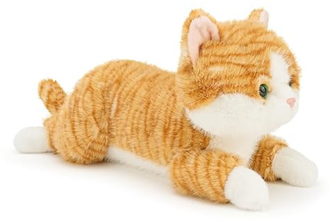 Leahaoe Oranger Plüsch-Kater – Weiches Stofftier für Erwachsene – Größe: 45 cm 0.9 kg– Realistisches Katzen-Kuscheltier