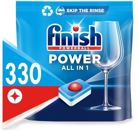 Finish Powerball All-in-One Max Dishwasher Tablets 330 Pack (3 x 110) – Powerful Cleaning, Grease Removal, Shine Protection