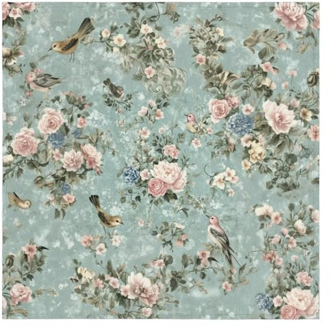 Stoffservietten mit Vintage-Blumen, Vogel, waschbar, wiederverwendbar, für Küche, Esstisch, für Zuhause, Abendessen, Hochzeit, Bankett, Party, 50,8 x 50,8 cm, 6 Stück