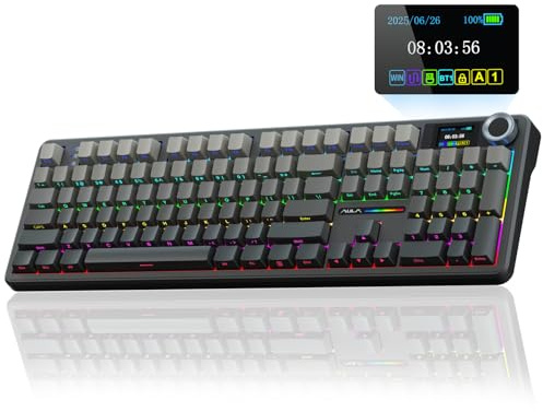 AULA F108 PRO - Wireless Mechanical Keyboard with Screen & Knob,Full Size Keyboard with 8000mAh Battery,Pre-lubed Switches,Side Printed PBT Keycaps,RGB Backlit Hot Swappable Custom Gaming Keyboards