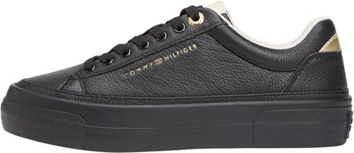 Tommy Hilfiger kvinnor TH plattform sneaker tumlad LTR FW0FW09018 låg topp, svart (svart), 42, Svart, 42 EU