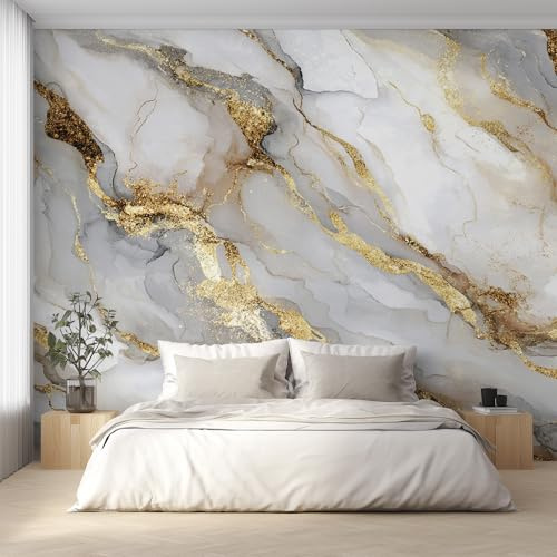 Generico Carta da Parati Marmo Bianco Oro, Fotomurale Texture Modern per Camera da Letto Decorazioni Parete, Carta Parati Effetto Decorativi Wallpaper, 100 x 70 cm D&O31