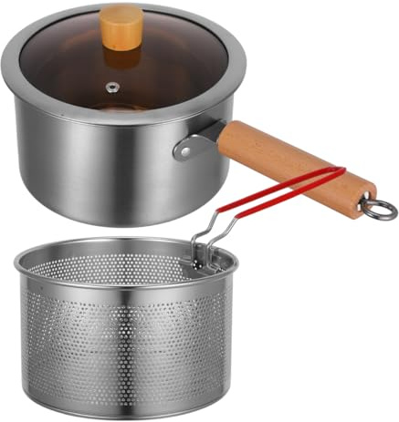 Freidora de Acero Inoxidable con Cesta, 1 Juego para Cocina | Cesta para Freír Incluida, Diseño de Cesta de Fritura, Alta Resistencia Térmica y Transferencia Rápida