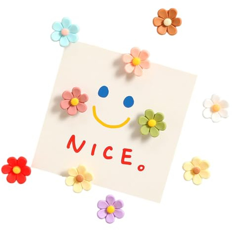 LACHT 10 Piezas Coloridos Imanes De Nevera Decorativos, Imán De Nevera De Flores 3D, Magnética Potentes Refrigerador Flor 3D, Para Pizarra Blanca, Cocina Y Oficina (10 Colores)