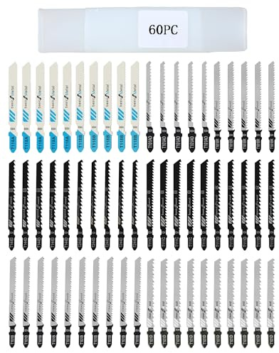 Set de 60 Hojas Sierra de Calar – Hojas T-Shank para Madera, Plástico y Metal, Hojas Sierra de Calar para Madera, Hojas Largas con Práctico Estuche de Almacenamiento
