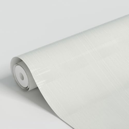 ANBILILA Papel Pintado Autoadhesivo, Veta de Madera con Brillo Blanco Pelar y Pegar Papel de Contacto, 40x500CM Textura de Madera Blanca Papel Tapiz Removible Decorativo para Pared para Muebles