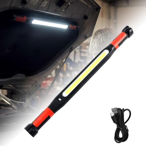 kumosaka Lampe de travail magnétique, barre lumineuse LED rechargeable avec base magnétique puissante, lampe de travail sous capot for mécanicien/réparation automobile/garage(1pcs)