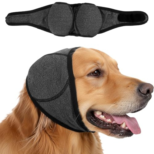 ValueBargain Dog Ear Protectors Defenders, Adjustable Comfortable Dog Ear Muffs for Fireworks Dogs Snood Ears Protector, Noise Cancelling Dogs Earmuffs For Bath Grooming Swimming Thunder, Gray L
