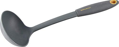 Fackelmann Schöpflöffel 30 cm SOFT, Küchenhelfer mit Funktionsteil aus Kunststoff, Schöpfkelle für beschichtete Töpfe und Pfannen (Farbe: Orange/Grau), Menge: 1 Stück