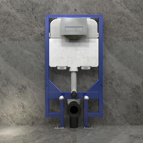 Bathroom Concealed 1140mm Height,80mm Depth Wall Hung Toilet Cistern Frame with Rectangular Sliver Flush Plate