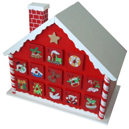 Country Baskets 26 cm-Calendrier de l'avent en Forme de Maison de Ville en Forme de Canne de Noël Multicolore