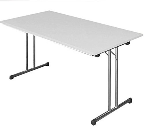 KLAPPTISCH Besprechungstisch Kantinentisch Verkaufstisch Schreibtisch 140x70 Lichtgrau/Stahl-Gestell chrom 350600