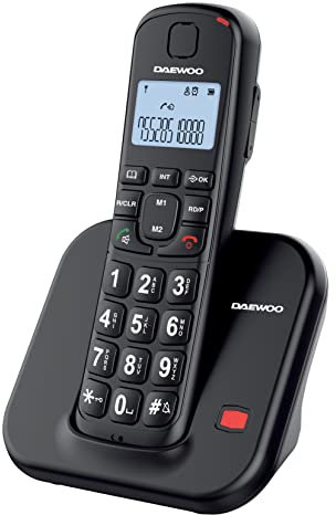 Daewoo Teléfono Inalámbrico DTD-7200 | Teléfono Inalambrico con Teclas Grandes | Fácil de Usar | Compatible con Audífonos | Color Negro