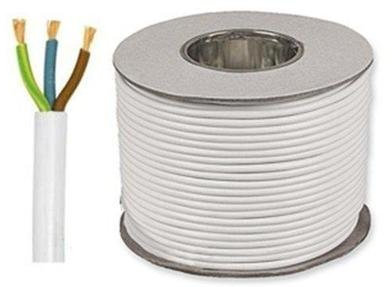 White 3183Y 3 Core 0.75mm 6 Amp PVC Flexible Cable Cut to Length Flex (5 Meters)