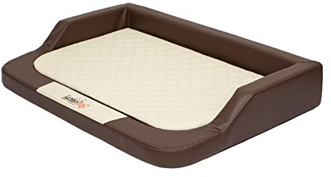 millybo orthopädisches MEDICO Lux Hundematratze ÖKOLEINEN, Hundebett für Kleine, Mittlere, Große Hunde - Robustes, wasserdichtes Hundekissen, ergonomisches Tierbett - 75x50x15 cm Braun mit beige
