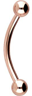 PIERCINGLINE Titan Banane 2 KUGELN Gebogener Piercing Stab Augenbraue Intim Brust Ohr Roségoldfarben 4 x 1,6 x 15 mm