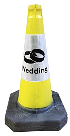 500mm Yellow Wedding Cone With Highly Reflective Wedding Sleeve Environmentally Friendly Recycled Material Traffic Cone Weighted Base Street Solutions UK