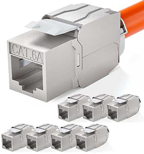 HB-Digital 8x CAT 6A Keystone Modulo RJ-45 Jack Connettore 500 MHz 10Gbit/s Cavo Internet LSA per Patch Panel Ethernet LAN