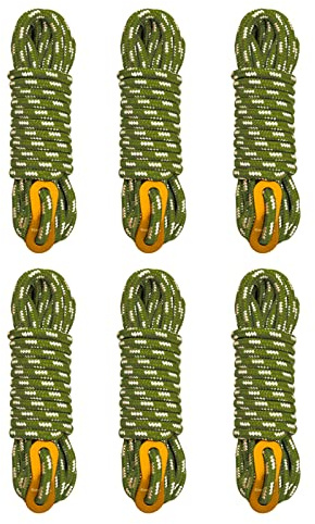 GEERTOP 6 Pack 5 mm Ultralight Tent Guy Lines Camping Ropes with Aluminum Tensioner for Tent, Tent Tarp Shelter