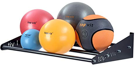 top vit® Wandhalter - Pezziball Halterung, Ball Wandhalterung für Gymnastikbälle zur Lagerung von bis zu 4 Gymnastikmatten oder Bällen in unterschiedlichen Größen.