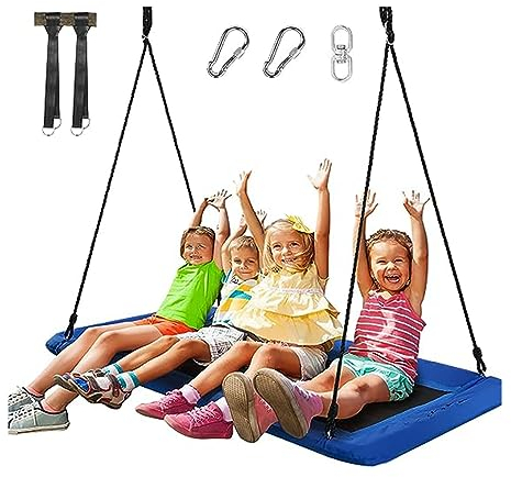 GOPLUS Nestschaukel Outdoor, Kinderschaukel mit Verstellbarer Höhe von 100 bis 180cm bis 300kg belastbar, Baumschaukel Hängeschaukel, Gartenschaukel für Kinder Erwachsene (Blau)