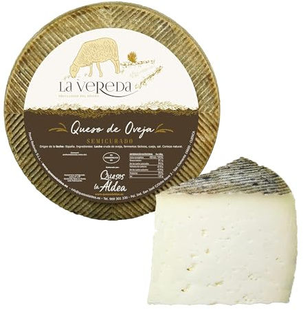 QUESOS LA ALDEA | Queso Artesano de Oveja Semicurado Cuña | Elaborado con Leche Cruda | Queso Curado Oveja y Quesos Gourmet Regalo | Lote de Quesos para Cestas Navideñas y Packs Gourmet (0,75 kg)