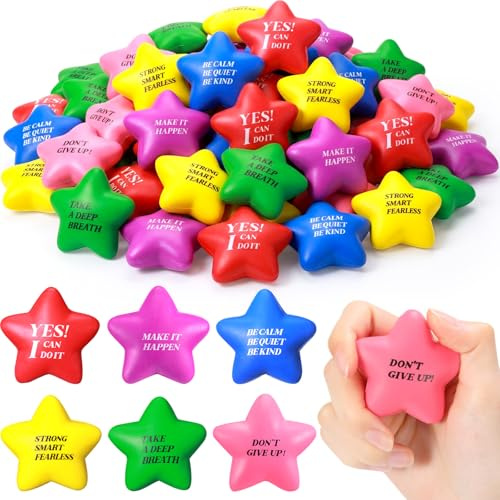 Chalyna 30 Pcs 2.2 Motivational Star Stress Relief Gifts, Assorted Colors