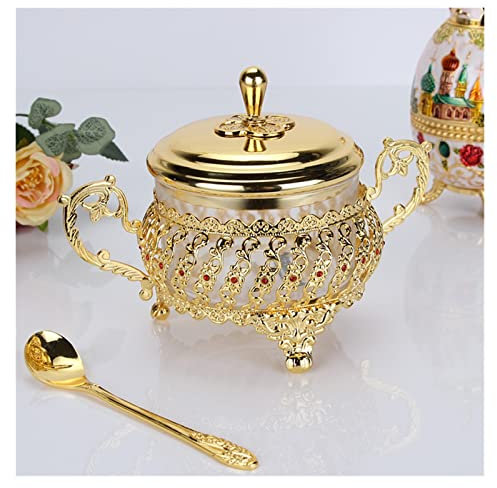 QINGGANGLING999 Sucriers Sugar Bowl avec Couvercle Cuillère Assaisonnant Coup de Sucre Boîte d'assaisonnement Bouteille d'assaisonnement Verre Pavillon de Sucre (Size : A)