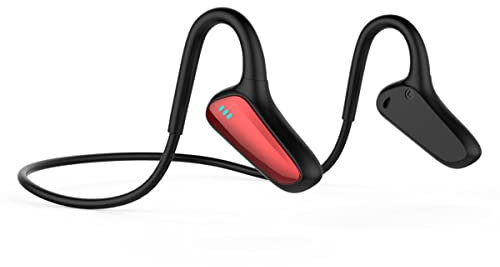 Casque de Sport Bluetooth Sans Fil Écouteurs à Conduction Osseuse/Oreille Ouverte, HiFi Stéréo Oreillette Sans Fil Casque Léger Résistant à La Transpiration pour Course Cyclisme Fitness Cadeau Red