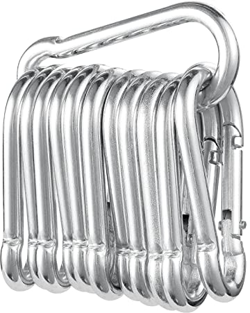 12 Stück Karabinerhaken, Karabiner belastbar bis 180kg,φ6x60mm,verzinkt, belastbar Karabinerhaken Schlüsselanhänger,Karabiner mit Federhaken,für Rucksack, Hundeleine, Camping, Reisen, Wandern etc.