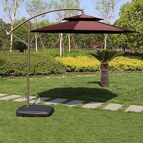 JJ Home Parasol de Jardin en Porte-à-Faux d'extérieur ø270 cm, Parapluie de Patio Banane avec manivelle et Inclinaison, Grand Parasol de marché (Color : Brown)