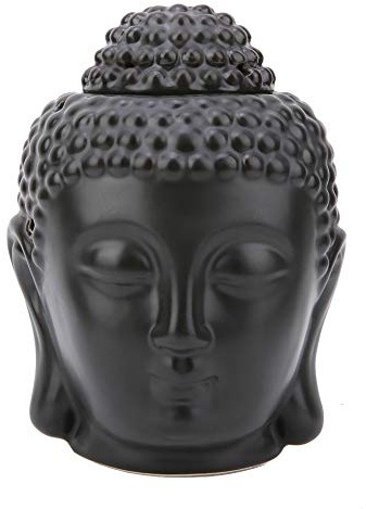 Bell Bruciatore di Olio per Aromaterapia in Ceramica, Portacandele con Diffusore di Incenso a Forma di Testa di Buddha Nero