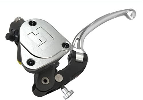 Pompa Frizione Forgiata19X20 Con Vaschetta Integrata,Leva Snodata Lunga Argento (Pomello+Leva) per Kawasaki GTR 1400 dal 2008 al 2018, CC 1400