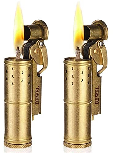 2 Pack Pressure-Relief/Vintage Trench Lighter, Cool Copper Wheel Kerosene, Reusable Windproof, Classic Brass, Unique Birthday Gifts（one Box）