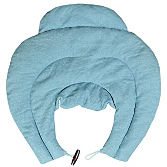 Nacken Kirschkernkissen mit Schlaufe und Stehkragen - Wärmen und Kühlen - 100% Baumwolle (Nordic Blue_V2)