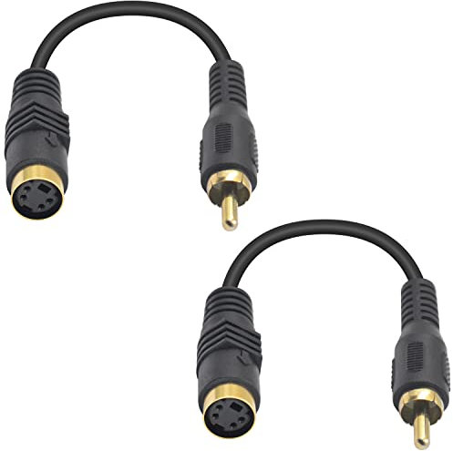 Maxhood S-Video to RCA Cable, 2Pack S Video Mini DIN 4 Pin Female to RCA Male AV Stereo Extension Cable, S Video to Composite Video Adapter for PC Computer Video AV Projector, 15cm/5.9inch