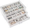 ProCase Porta Orecchini Organizer, Porta Gioielli da Cassetto con Divisori Regolabili, Porta Orecchini Chiuso da Camera, Vassoi per Gioielli Anelli Orecchini 3 Strati - Grigio