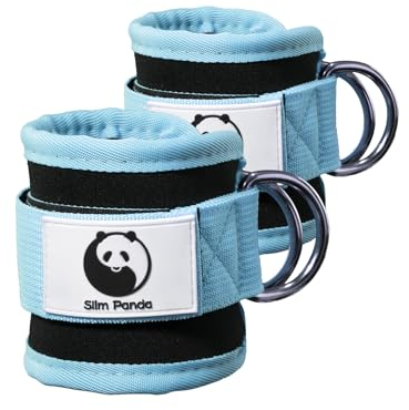 Slim Panda 2pcs Tobillera para Polea, Tobillera Deportivas Correas Ajustables para Los Tobillos con Doble Anilla en D Correa, para Entrenamiento de piernas y gluteos (Azul Lago)