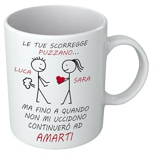 t-shirteria Tazza Le Tue Scoregge Puzzano - Idea Regalo di Coppia, Anniversario e Compleanno - in Ceramica con Frase Divertente