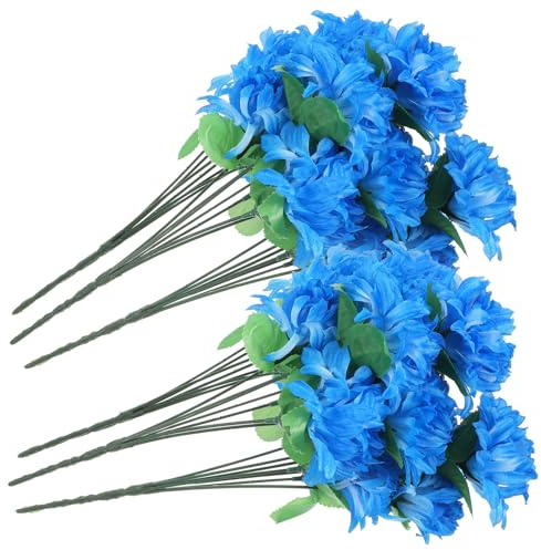 DEARMAMY 6 Stück-Bund Künstliche Chrysanthemen aus Seide und Kunststoff mit Hoher Langlebigkeit und Realistischer Optik für Grabdekoration und Friedhofsgestaltung