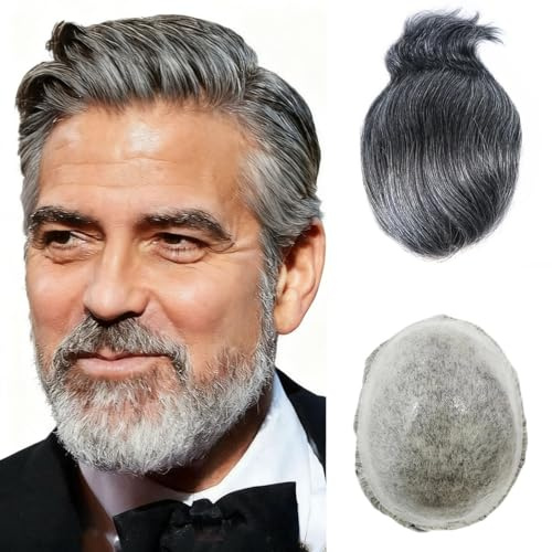 Perruque en PU pour hommes postiches 25,4 x 20,3 cm pour hommes Toupee Système de remplacement de cheveux humains 0,04 mm Pensée Peau Cheveux Prothèse Hommes Patch Units Implant pour hommes (#1B40 60