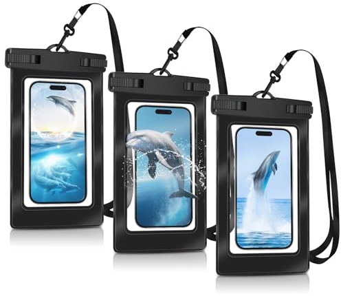 LDERFIV 3 Stück wasserdichte Handyhülle, IPX8 Unterwasser Handyhülle, Wasserfeste Handytasche, Handy wasserdichte Hülle bis 6.8 für 15 14 13 12 11Pro XR XS,Urlaub Zubehör