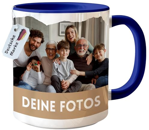 Personalisierte Tasse mit Foto – Fototasse mit eigenem Bild - Dunkelblau | Geschenk für Freundin Mutter Partner Familie Geburtstag Party Weihnachten
